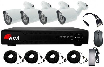 EVK-X4-DHH10B Готовый комплект видеонаблюдения для дома дачи или магазина на четыре уличные видеокамеры (Жесткий диск HDD поставляется отдельно)